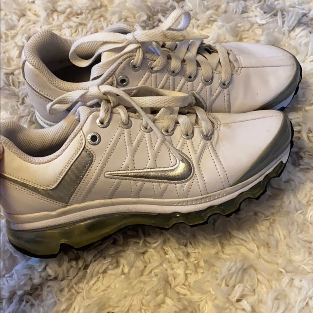White and gray Nike air sneakers